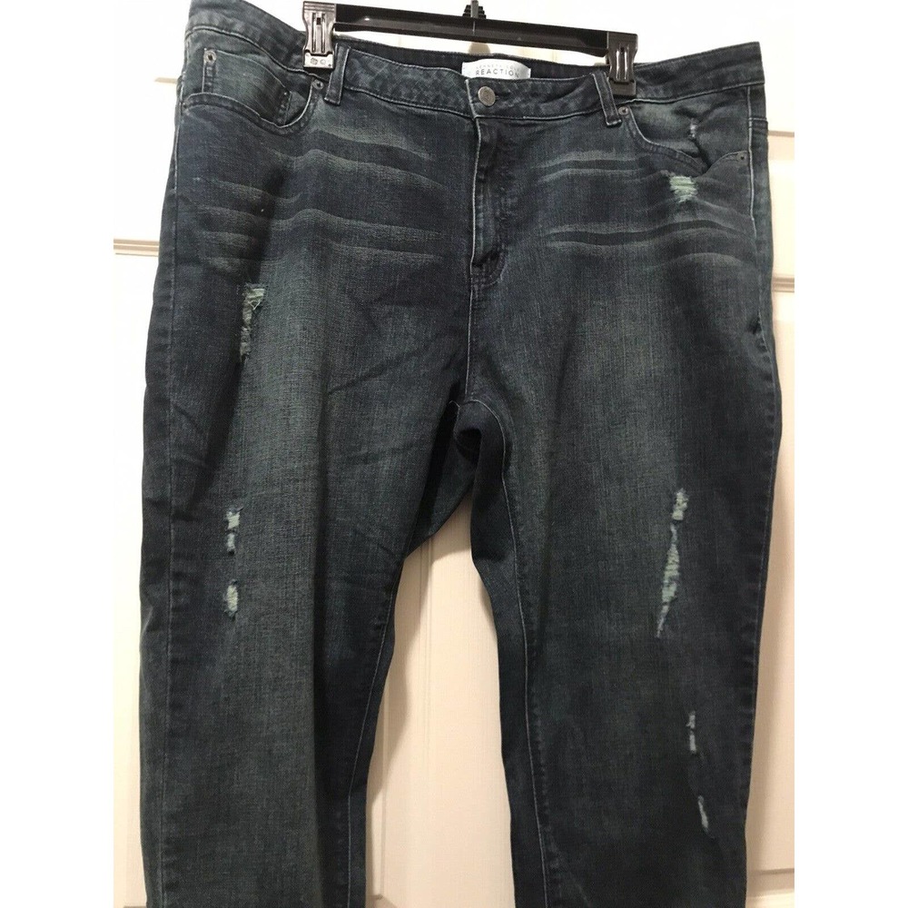 Kenneth Cole Reaction Dark Wash Skinny Jeans, 20W, 1% Spandex, Distressed